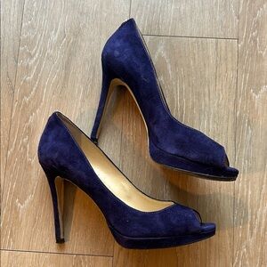 Ivanka Trump Purple Suede Peep-Toe Heels
